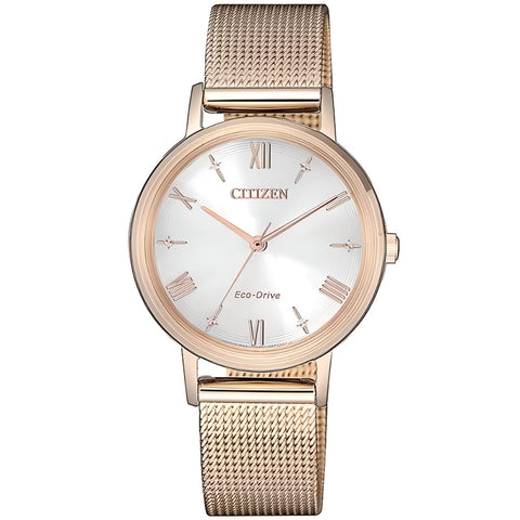 Citizen Lady EM0576-80A – Montre Femme Solaire Eco-Drive 32mm Acier Argenté Cadran Blanc