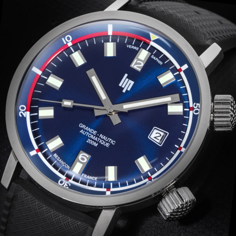 Montre Homme LIP Grande Nautic Ski Automatique – 41 mm, Verre Saphir Réf. 671521 – Fabriquée en France