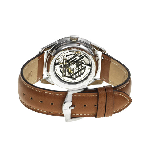 Montre LIP Annapurna Automatique 39 mm – Réf. 676011 – Mouvement Manufacture R26, Cadran Blanc, Bracelet Cuir Camel, Étanche 50 m