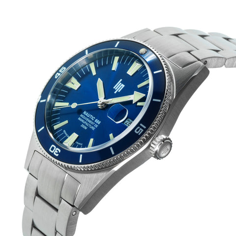 Montre LIP Nautic 666 Automatique 39 mm – Réf. 676052 – Mouvement Manufacture R26, Acier & Verre Saphir, Étanche 200 m, Bracelet Acier