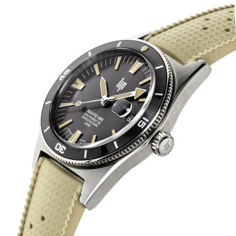 Montre LIP Nautic 666 Automatique 39 mm – Réf. 676054 – Mouvement Manufacture R26, Acier & Verre Saphir, Étanche 200 m, Bracelet Élastomère