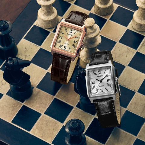 Montre CASIO Classic MTP-B190L-7BVER | Design Rectangulaire | Chiffres Romains | Cuir Noir