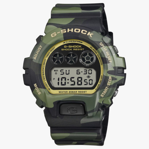 Montre Mixte G-SHOCK G-Classic DW-6900CMG-3 | Bold Camo Series Camouflage Vert Tactique & Accents Dorés