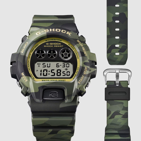 Montre Mixte G-SHOCK G-Classic DW-6900CMG-3 | Bold Camo Series Camouflage Vert Tactique & Accents Dorés