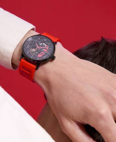 Pierre Lannier Paddock 341A459 â Montre Homme Chronographe 43mm Cadran Noir Bracelet Rouge Sport Automobile