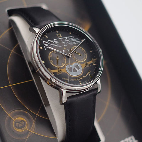 Montre Pierre Lannier Bretzel Airlines Blason Or – Acier 40,5 mm – Bracelet Cuir Noir – Édition Spéciale Alsacienne