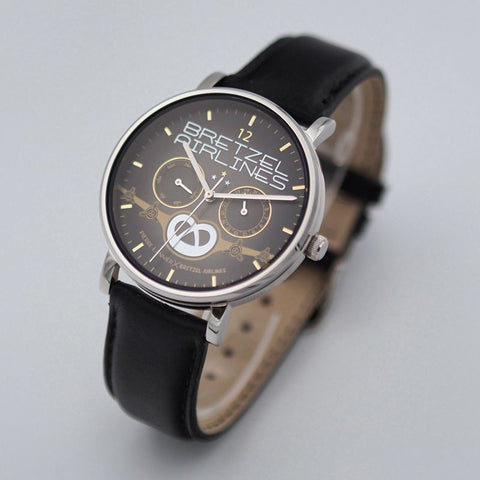 Montre Pierre Lannier Bretzel Airlines Blason Or – Acier 40,5 mm – Bracelet Cuir Noir – Édition Spéciale Alsacienne