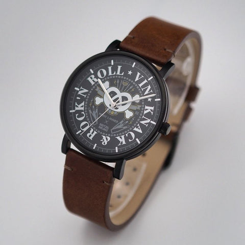 Montre Pierre Lannier Bretzel Brothers – Édition Bretzel Airlines – Boîtier Noir 40,5 mm – Bracelet Cuir Acajou – Made in France