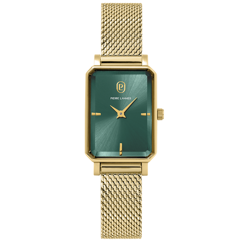 Montre Femme ARIANE Doré Cadran Vert Bracelet Acier milanais Doré 12 MM Réf 006L572