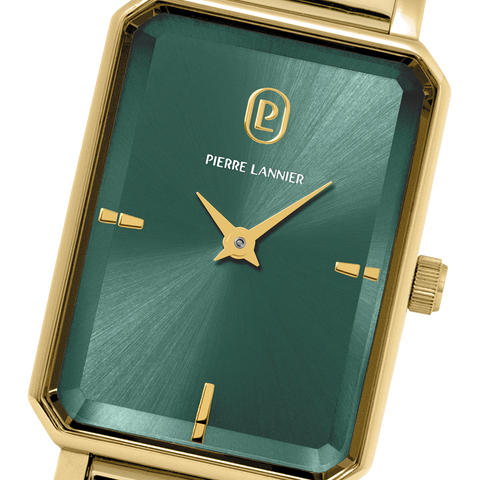 Montre Femme ARIANE Doré Cadran Vert Bracelet Acier milanais Doré 12 MM Réf 006L572