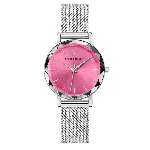 Montre Femme MULTIPLES Argenté Cadran Rose Bracelet Acier milanais Argenté 14 MM Réf 009M651