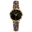 Montre Femme Pierre Lannier Multiples Quartz 30 mm – Réf. 010P539 – Cadran Noir, Bracelet Cuir Léopard 14 mm, Doré