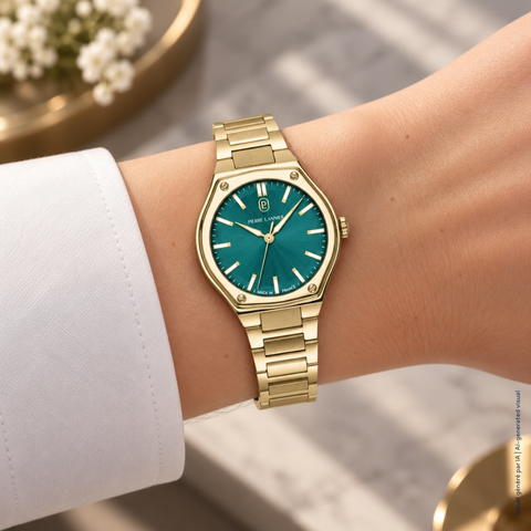 Pierre Lannier COPILOTE 016P572 | Montre Femme Dorée Verte