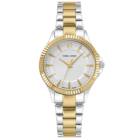 Montre Femme Métropolitain Bicolore – Cadran Argenté & Bracelet Acier Argenté/Doré 16 mm Réf. 018Q721 – Pierre Lannier