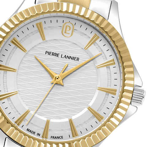 Montre Femme Métropolitain Bicolore – Cadran Argenté & Bracelet Acier Argenté/Doré 16 mm Réf. 018Q721 – Pierre Lannier