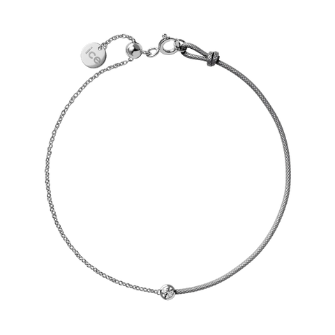 Bracelet ICE Jewellery Diamond Half Chain Grey 021084 – Cordon Gris & Chaîne Dorée avec Véritable Diamant 0.05 ct