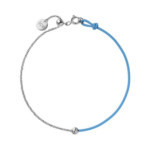 Bracelet ICE Jewellery Diamond Half Chain Blue 021087 – Cordon Bleu & Chaîne Dorée avec Véritable Diamant 0.05 ct