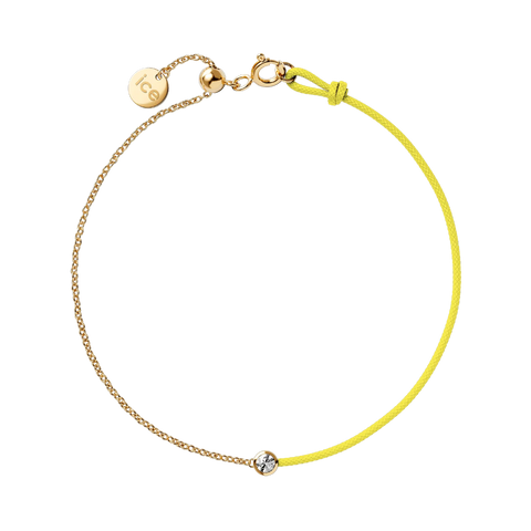 Bracelet ICE Jewellery Diamond Half Chain Grey 021089 – Cordon Gris & Chaîne Dorée avec Véritable Diamant