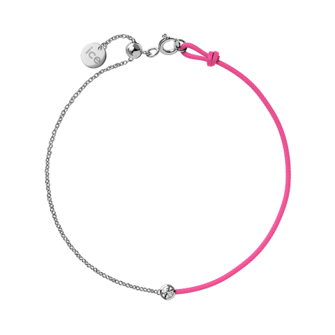 Bracelet ICE Jewellery Diamond Half Chain Pink 021092 – Cordon Rose & Chaîne Dorée avec Véritable Diamant 0.05 ct