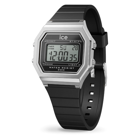 Montre ICE Digit Retro Black Silver Small 022063 – Digital Vintage Noir & Argent 32mm