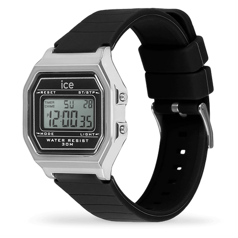 Montre ICE Digit Retro Black Silver Small 022063 – Digital Vintage Noir & Argent 32mm