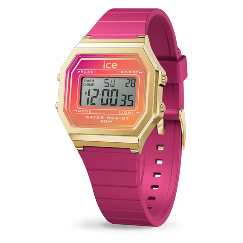 Montre ICE Digit Retro Fuchsia Sunkissed Small 022719 – Digital Rose Fluo & Doré 32mm