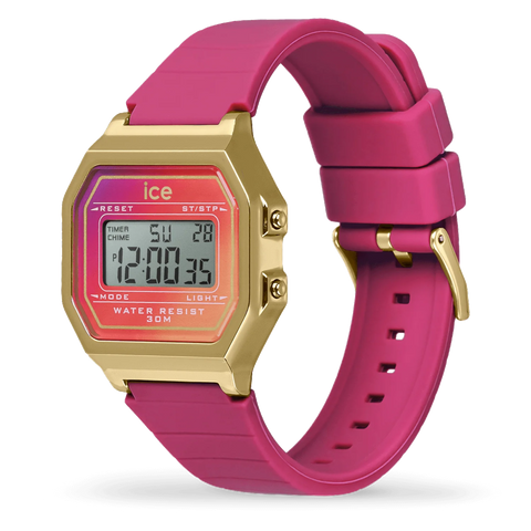 Montre ICE Digit Retro Fuchsia Sunkissed Small 022719 – Digital Rose Fluo & Doré 32mm