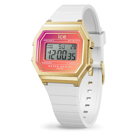 Montre ICE Digit Retro White Sunkissed Small 022720 – Digital Blanc & Dégradé Sunset 32mm