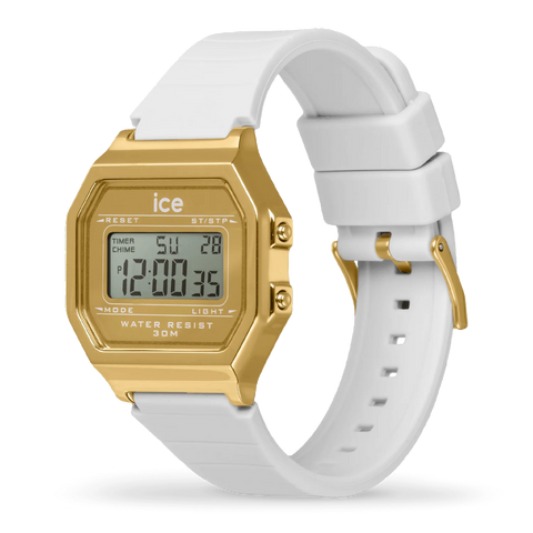 Montre ICE Digit Retro Metal Gold Mirror White Small 022733 – Digital Blanc & Doré Miroir 32mm