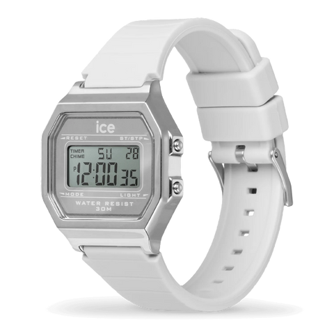 Montre ICE Digit Retro Metal Silver Mirror White Small 022734 – Digital Blanc & Argent Miroir 32mm