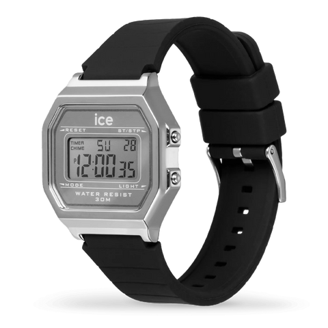 Montre ICE Digit Retro Metal Silver Mirror Black Small 022735 – Digital Noir & Argent Miroir 32mm
