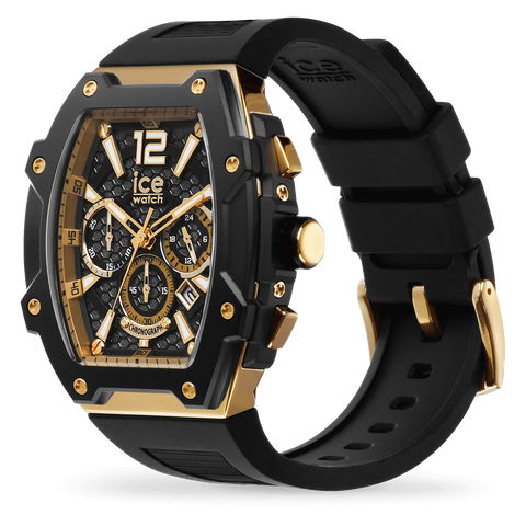 Montre ICE Watch Boliday 024365 – Homme – Chronographe Black Gold – Boîtier Tonneau Doré – Étanche 10 ATM