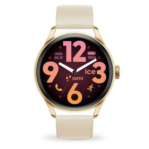 Montre Connectée ICE Smart 3.0 Ronde 1.20 – Gold Beige Réf. 025115 | Écran AMOLED, GPS, Suivi Santé, Appels & Notifications