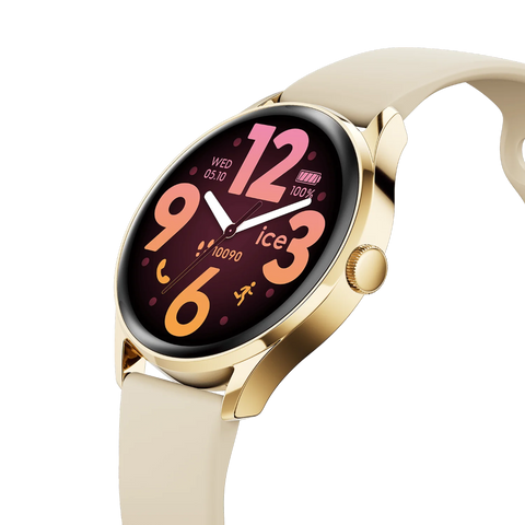 Montre Connectée ICE Smart 3.0 Ronde 1.20 – Gold Beige Réf. 025115 | Écran AMOLED, GPS, Suivi Santé, Appels & Notifications