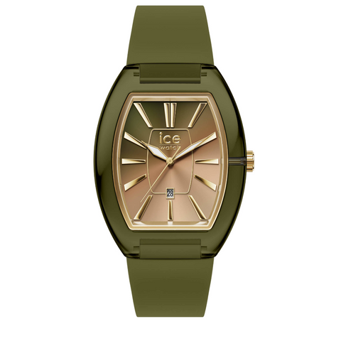 Montre ICE boliday Dome Olive Green Small Femme – Réf. 025181 – Quartz 3 aiguilles + Date, Silicone Vert Olive, Étanche 5 ATM