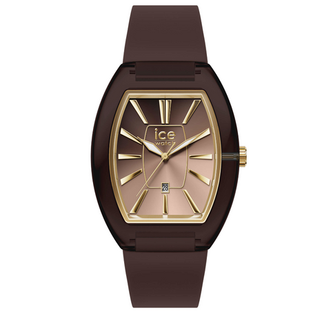 Montre ICE boliday Dome Chocolate Small Femme – Réf. 025182 – Quartz 3 aiguilles + Date, Silicone Marron, Étanche 5 ATM