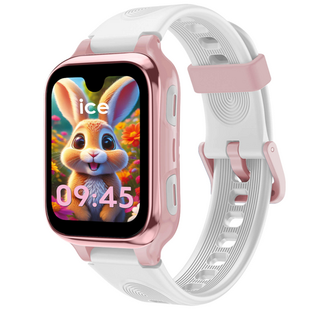 Montre Connectée Enfant ICE Kids 4G 2.0 – Réf. 025270 – Rose & Blanc – Écran AMOLED 1,78’’ – 40 mm – IP68 – Précommande Livraison 15 Décembre – Exclusivité Nationale
