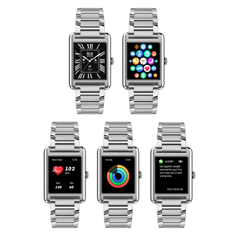 Montre Connectée ICE smart TKS 2.0 Silver 025381 – Écran AMOLED 1.41 – Bracelet Acier Argenté – Appels Bluetooth – Étanche IP68