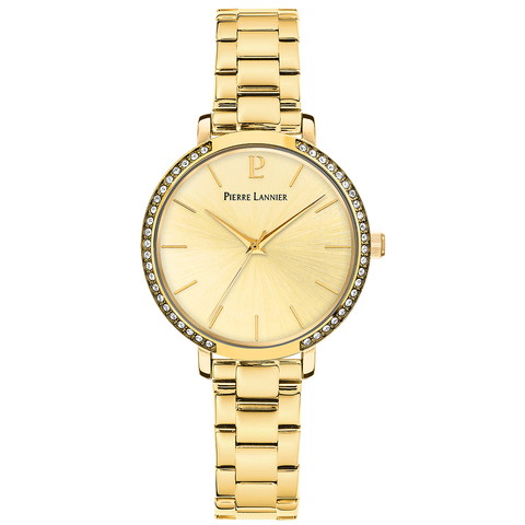 Montre Femme Pierre Lannier Chouquette 037H542 – Dorée – Bracelet Acier – Lunette Sertie