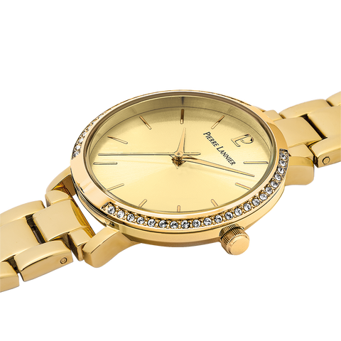 Montre Femme Pierre Lannier Chouquette 037H542 – Dorée – Bracelet Acier – Lunette Sertie
