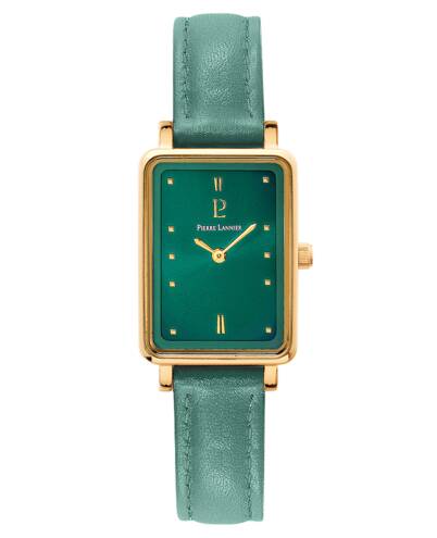 PIERRE LANNIER ARIANE - Cadran vert - Bracelet vert - Boitier Doré