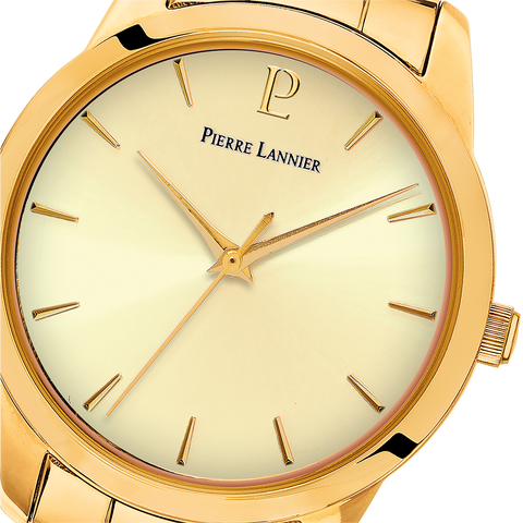 Montre Pierre Lannier Roxane 067M542 – Femme – Cadran Doré & Bracelet Acier Doré – Élégance intemporelle