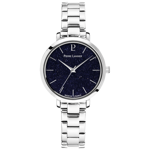 Coffret Femme CHOUQUETTE Argenté Cadran Bleu Bracelet Acier Argenté