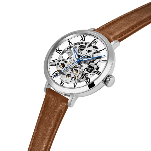 Pierre Lannier AUTOMATIC 137H604 – Montre Femme Automatique Squelette Cuir Camel