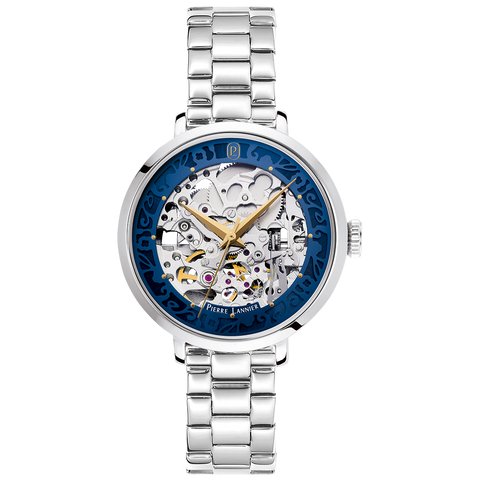 Montre Femme AUTOMATIC Argenté Cadran Bleu Bracelet Acier Argenté 14 MM Réf 141K661