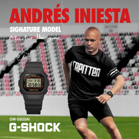 Montre G-SHOCK DW-5600INI-1ER Andrés Iniesta – Édition Limitée, Résine Bio, Rétroéclairage LED, Étanche 200M