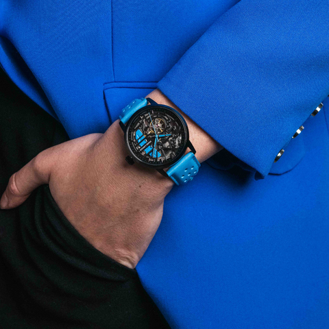 Montre Femme Pierre Lannier Paddock Noir Cadran Noir Bracelet Cuir Bleu – Réf. 145G866