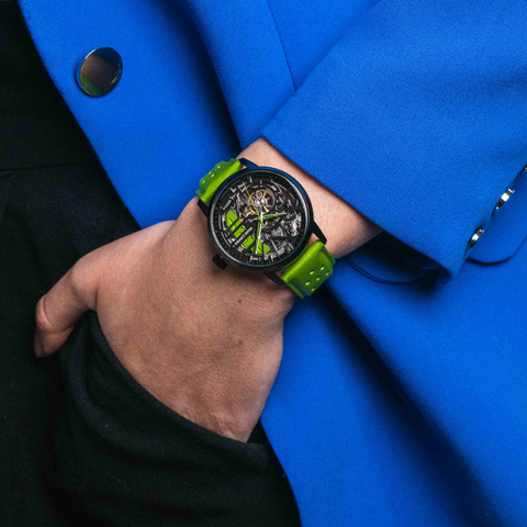 Montre Femme Pierre Lannier Paddock Noir Cadran Noir Bracelet Cuir Vert – Réf. 145G877