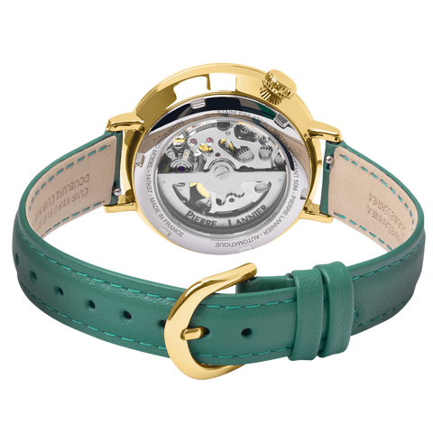 Montre Femme ESPERANCE Doré Cadran Vert Bracelet Cuir Vert 14 MM Réf 147K577