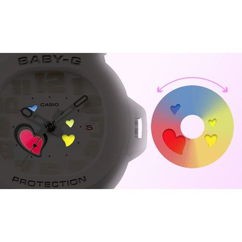 Montre CASIO BABY-G BGA-10-4AER – Playful Hearts Rose | Cadran Cœurs Changeants, Résistante & Étanche 100M